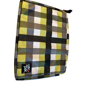 Yak Pak Plaid Laptop Computer Sleeve Green Gray Checkered Neoprene Case Student